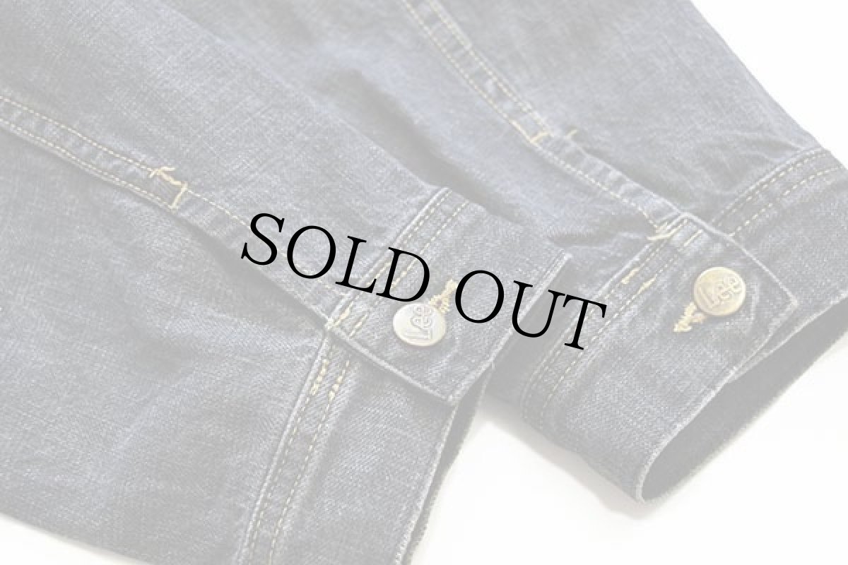 画像6: Leeリー RIDER JACKET SLIM USED加工 先染め ブラック デニムジャケット XL★ユーロ (6)