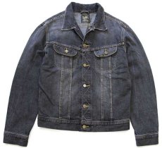 画像1: Leeリー SLIM JACKET USED加工 先染め ブラック デニムジャケット L★ユーロ (1)