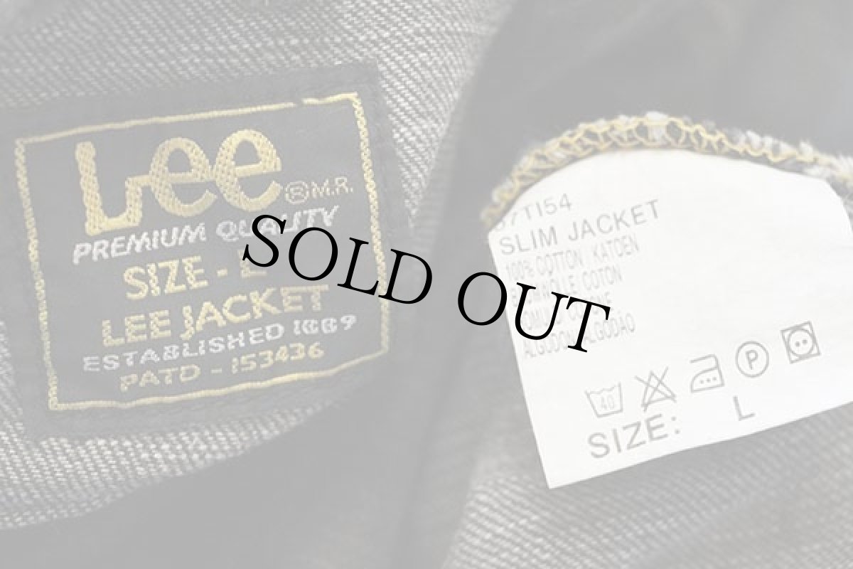 画像4: Leeリー SLIM JACKET USED加工 先染め ブラック デニムジャケット L★ユーロ (4)