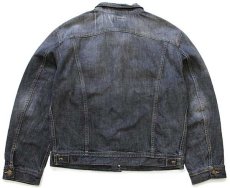 画像2: Leeリー RIDER JACKET SLIM USED加工 先染め ブラック デニムジャケット XL★ユーロ (2)