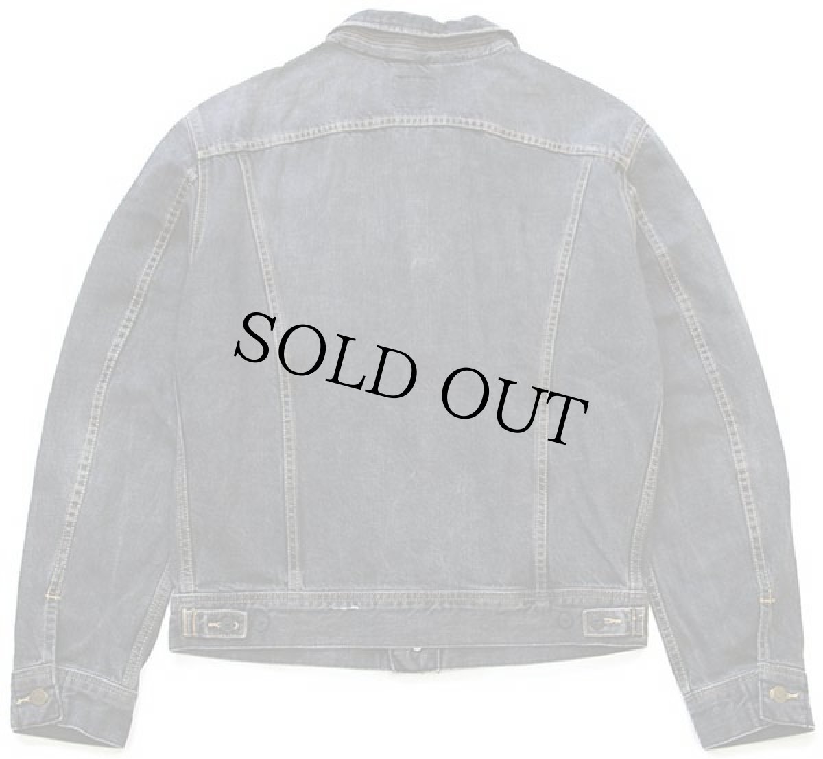 画像2: Leeリー SLIM JACKET USED加工 先染め ブラック デニムジャケット L★ユーロ (2)