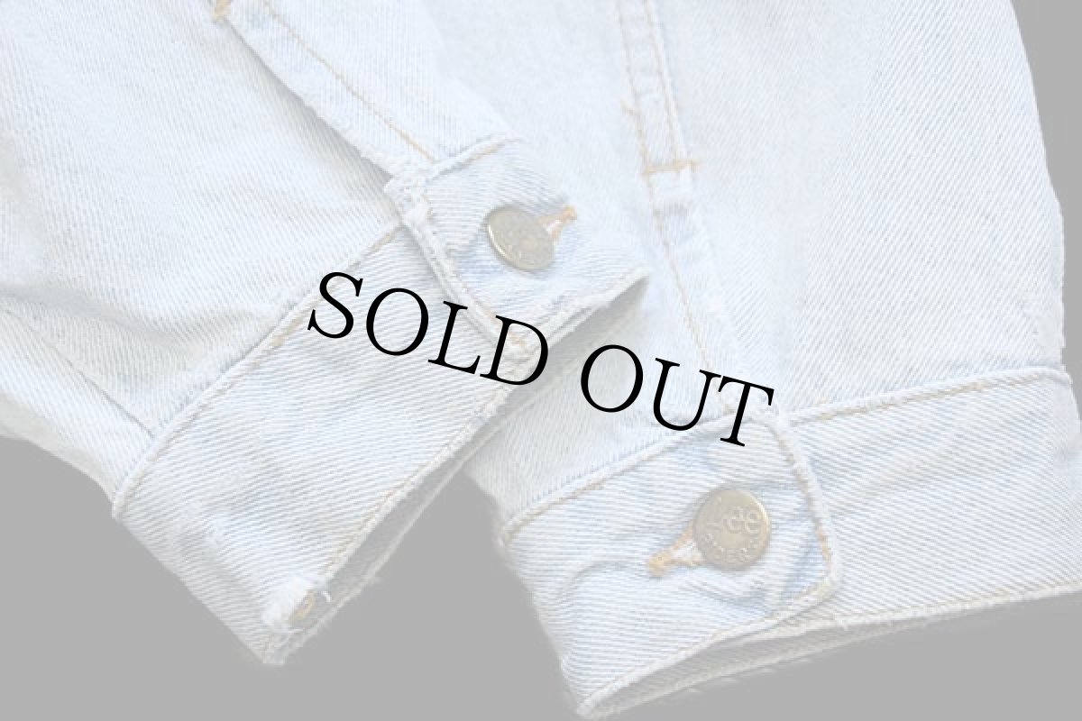 画像6: Leeリー RIDER JACKET ノーカラー デニムジャケット 4ポケット カスタム アイスブルー XXL★ユーロ 特大 (6)