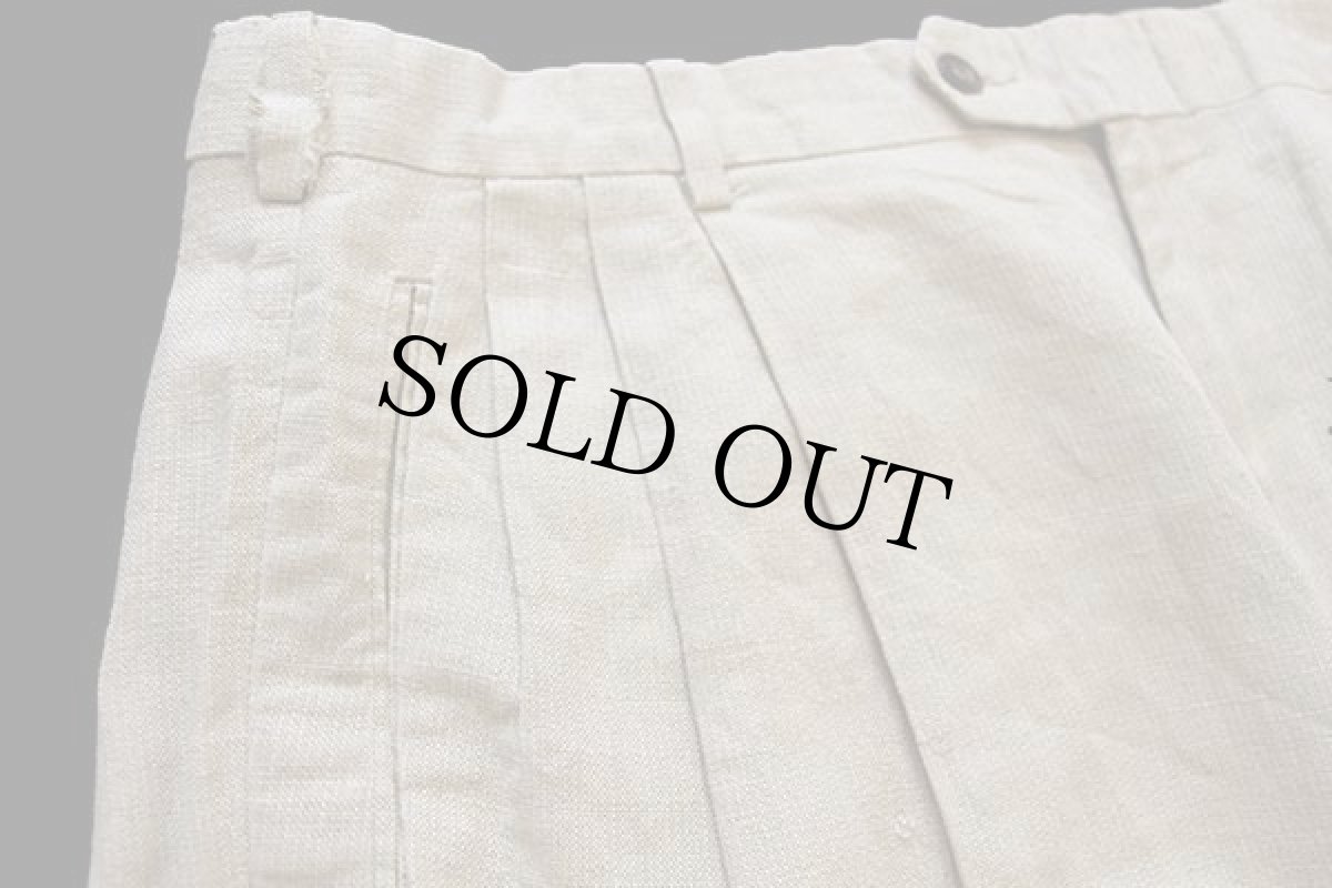 画像7: 90s SLATES スリータック スラックス リネン×コットンパンツ ベージュ w35 L32 (7)