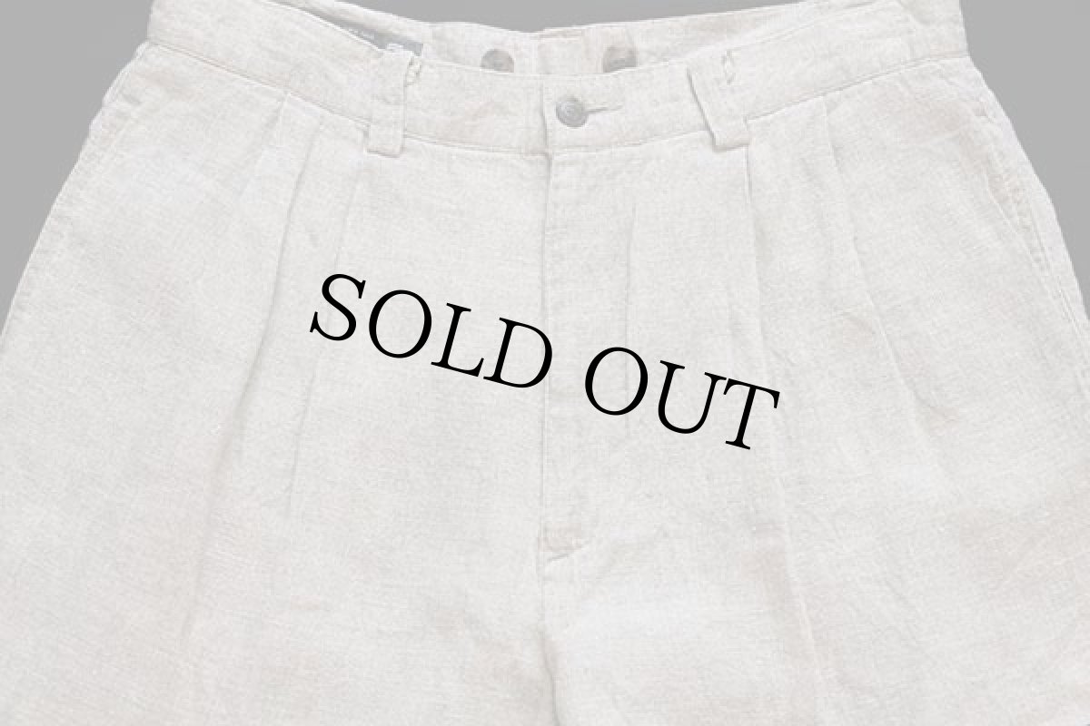 画像4: 90s GAPギャップ Easy Fit ツータック スラックス リネンパンツ グレーベージュ w30 L30 (4)