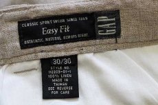 画像6: 90s GAPギャップ Easy Fit ツータック スラックス リネンパンツ グレーベージュ w30 L30 (6)