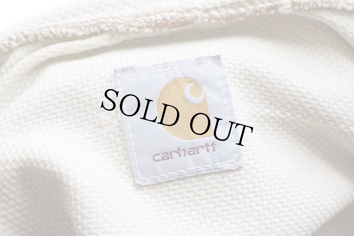 画像4: 90s carharttカーハート 裏サーマル ダック地 アクティブジャケット パーカー 茶 フェード (4)