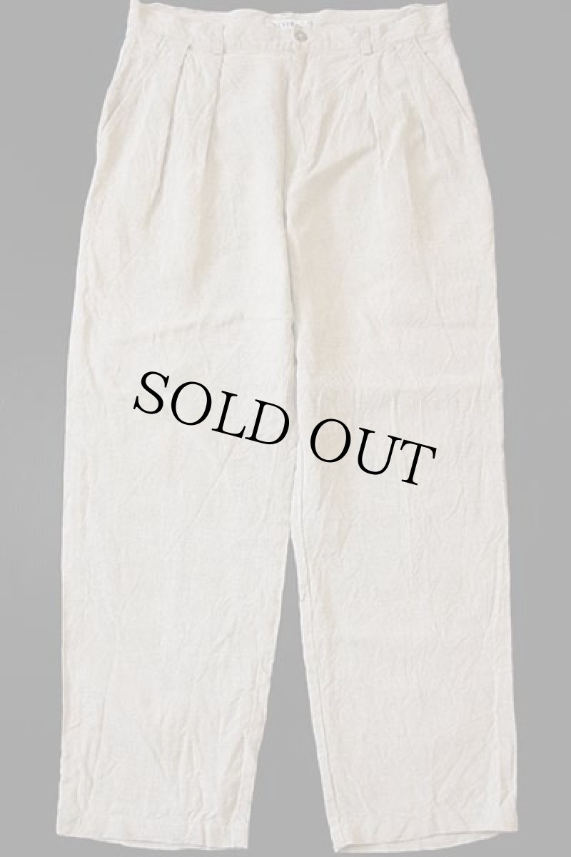 画像2: 90s J.CREW ツータック スラックス リネンパンツ グレーベージュ 34R (2)