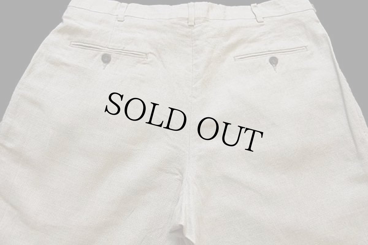 画像5: 90s SLATES スリータック スラックス リネン×コットンパンツ ベージュ w35 L32 (5)