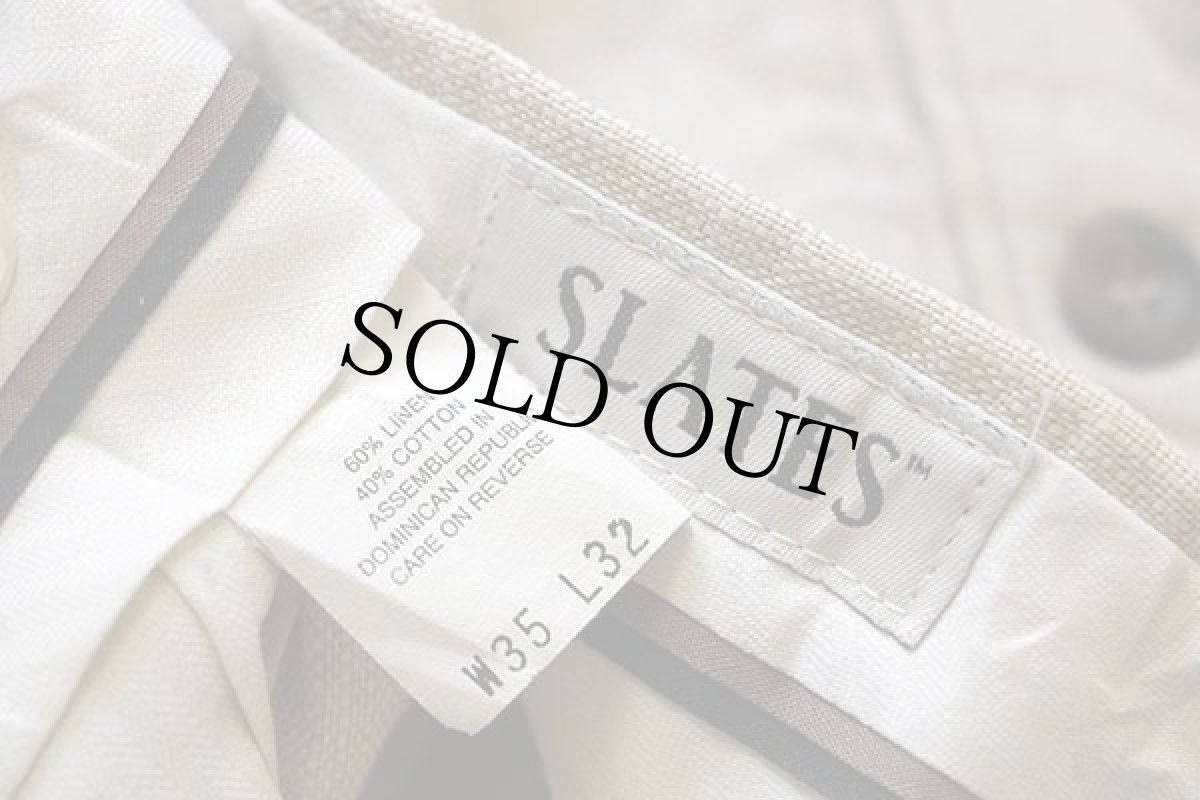 画像6: 90s SLATES スリータック スラックス リネン×コットンパンツ ベージュ w35 L32 (6)