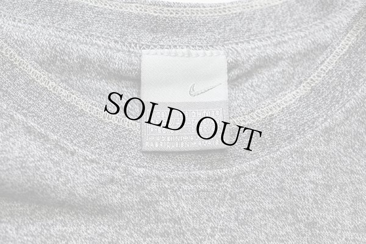 画像4: 00s NIKEナイキ AIR ビッグロゴ刺繍 ツートン 切り替え スウェット ごま塩×紺 L (4)