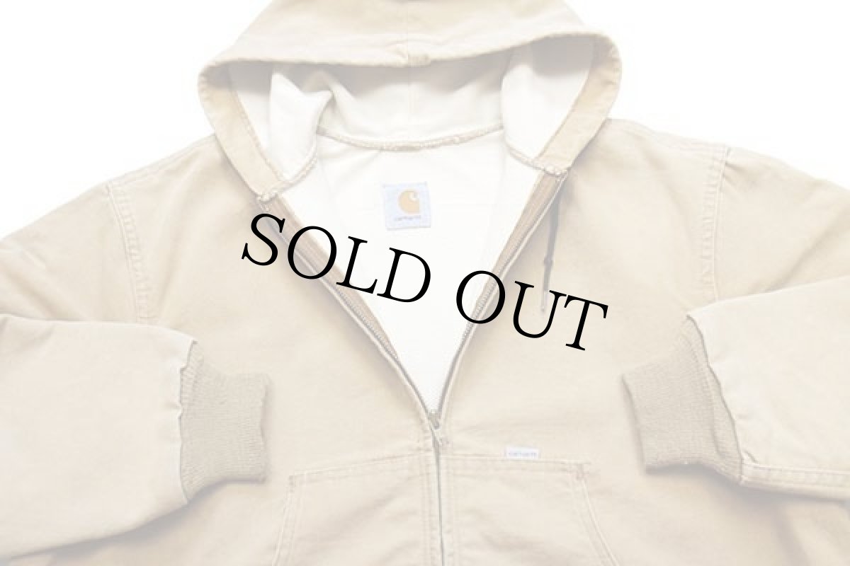 画像3: 90s carharttカーハート 裏サーマル ダック地 アクティブジャケット パーカー 茶 フェード (3)