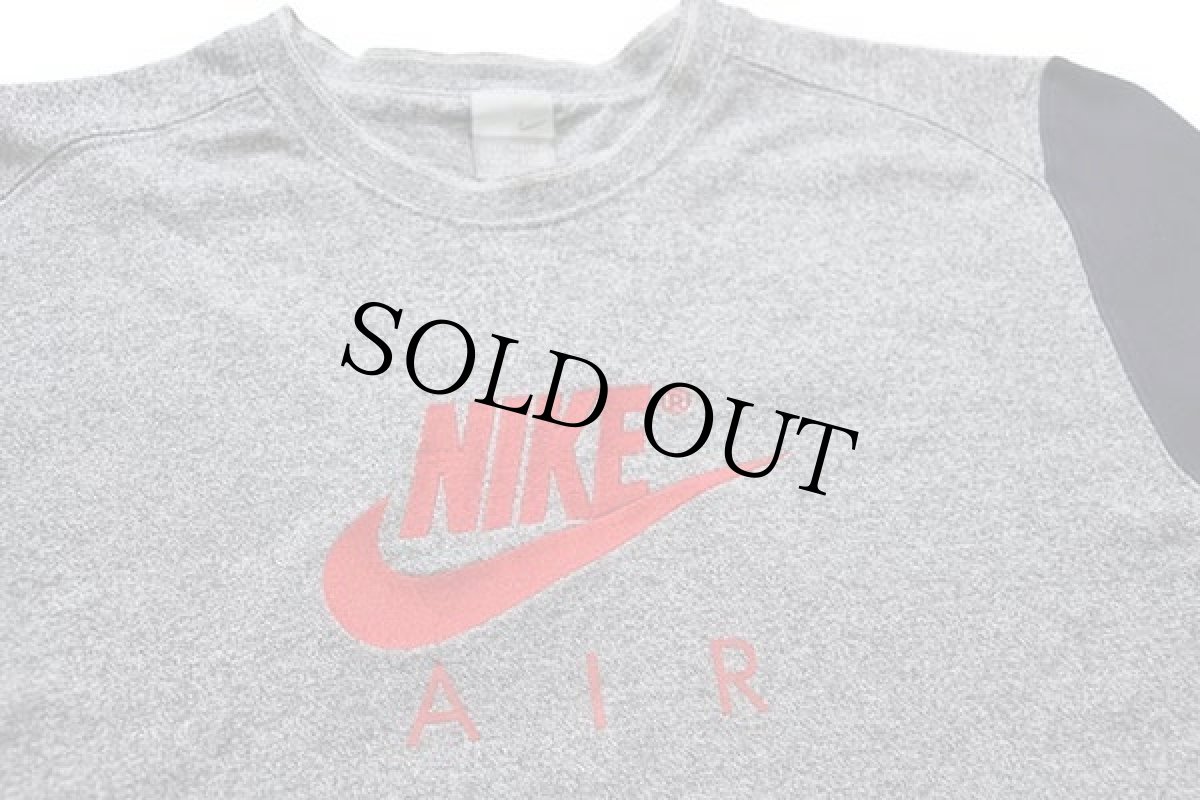 画像3: 00s NIKEナイキ AIR ビッグロゴ刺繍 ツートン 切り替え スウェット ごま塩×紺 L (3)