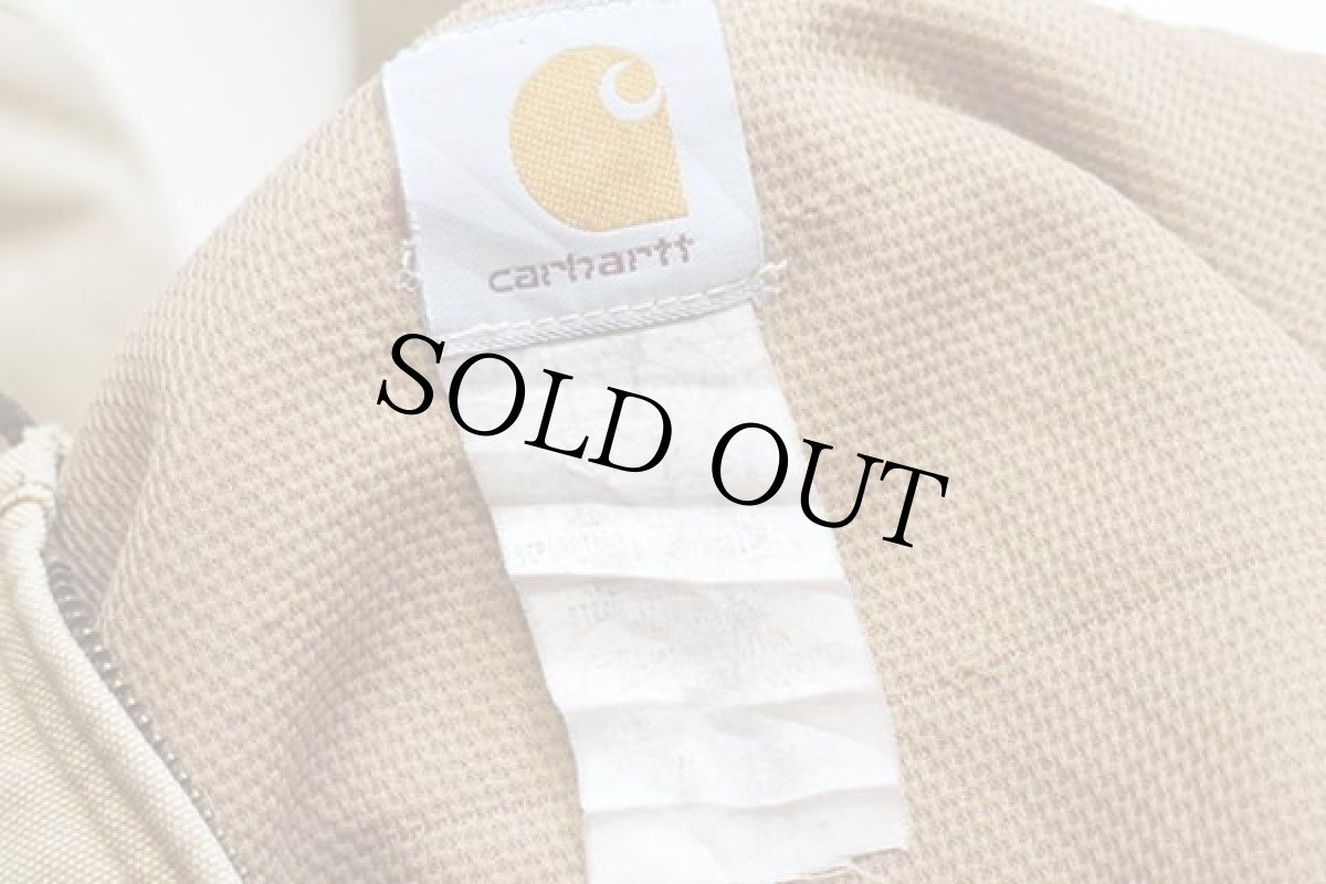 画像4: 90s carharttカーハート 裏サーマル ダック地 アクティブジャケット パーカー 茶 フェード (4)