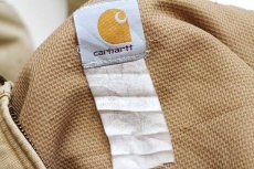 画像4: 90s carharttカーハート 裏サーマル ダック地 アクティブジャケット パーカー 茶 フェード (4)