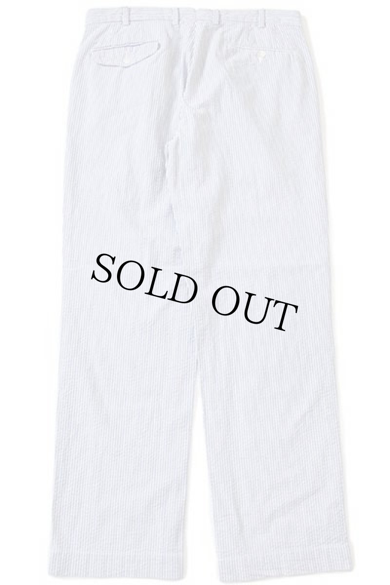 画像3: 00s ポロ ラルフローレン 381 BLEECKER PRESTON FIT ストライプ スラックス コットン シアサッカーパンツ サックス×ホワイト w34 L32 (3)