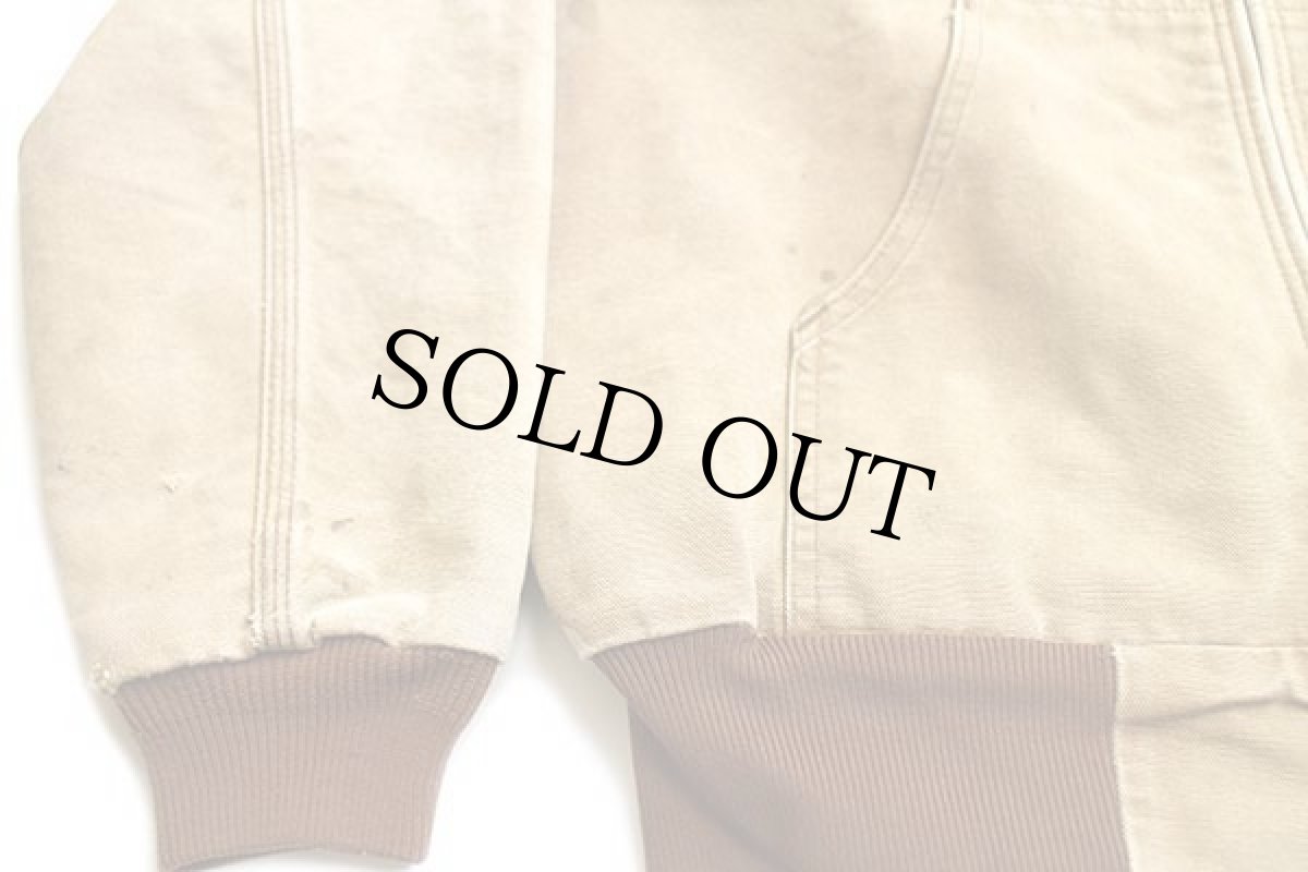 画像7: 90s carharttカーハート 裏サーマル ダック地 アクティブジャケット パーカー 茶 フェード (7)