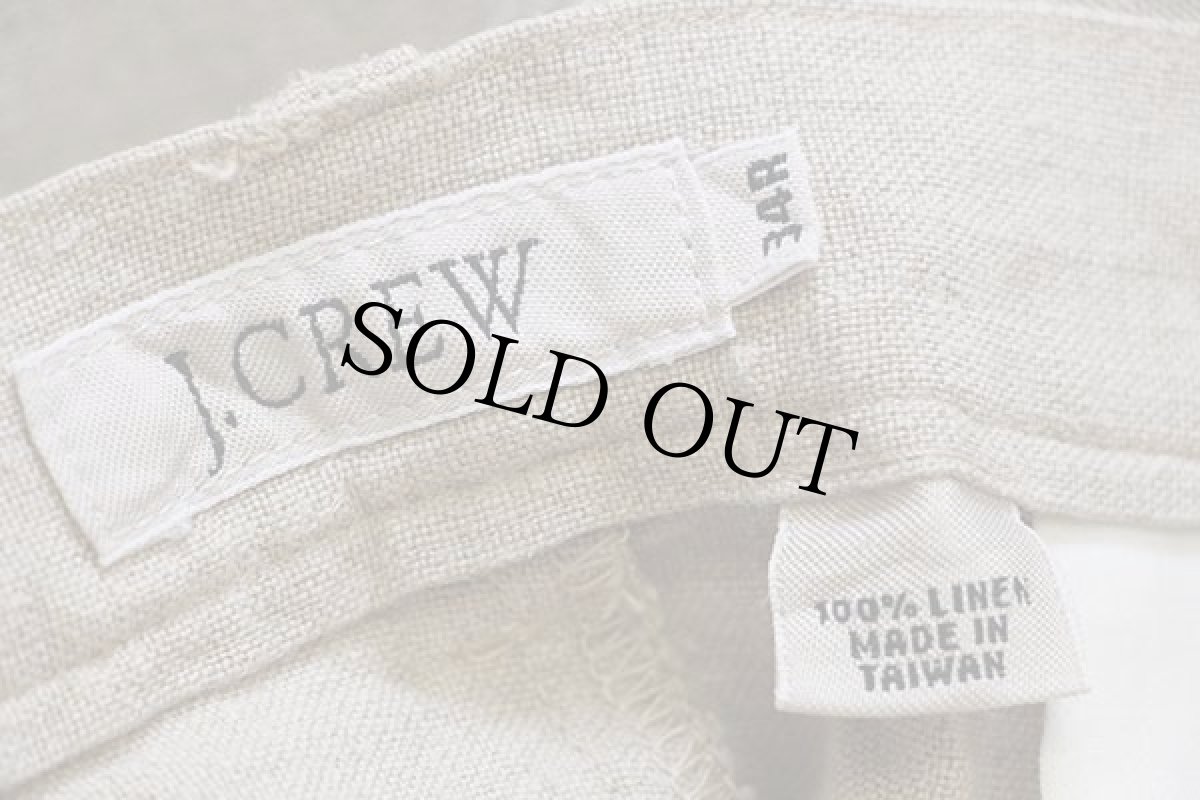 画像6: 90s J.CREW ツータック スラックス リネンパンツ グレーベージュ 34R (6)