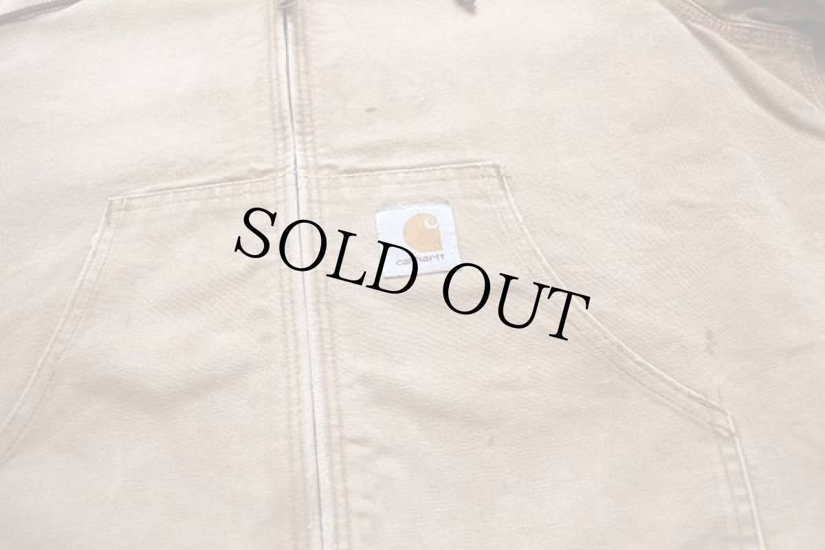 画像5: 90s carharttカーハート 裏サーマル ダック地 アクティブジャケット パーカー 茶 フェード (5)