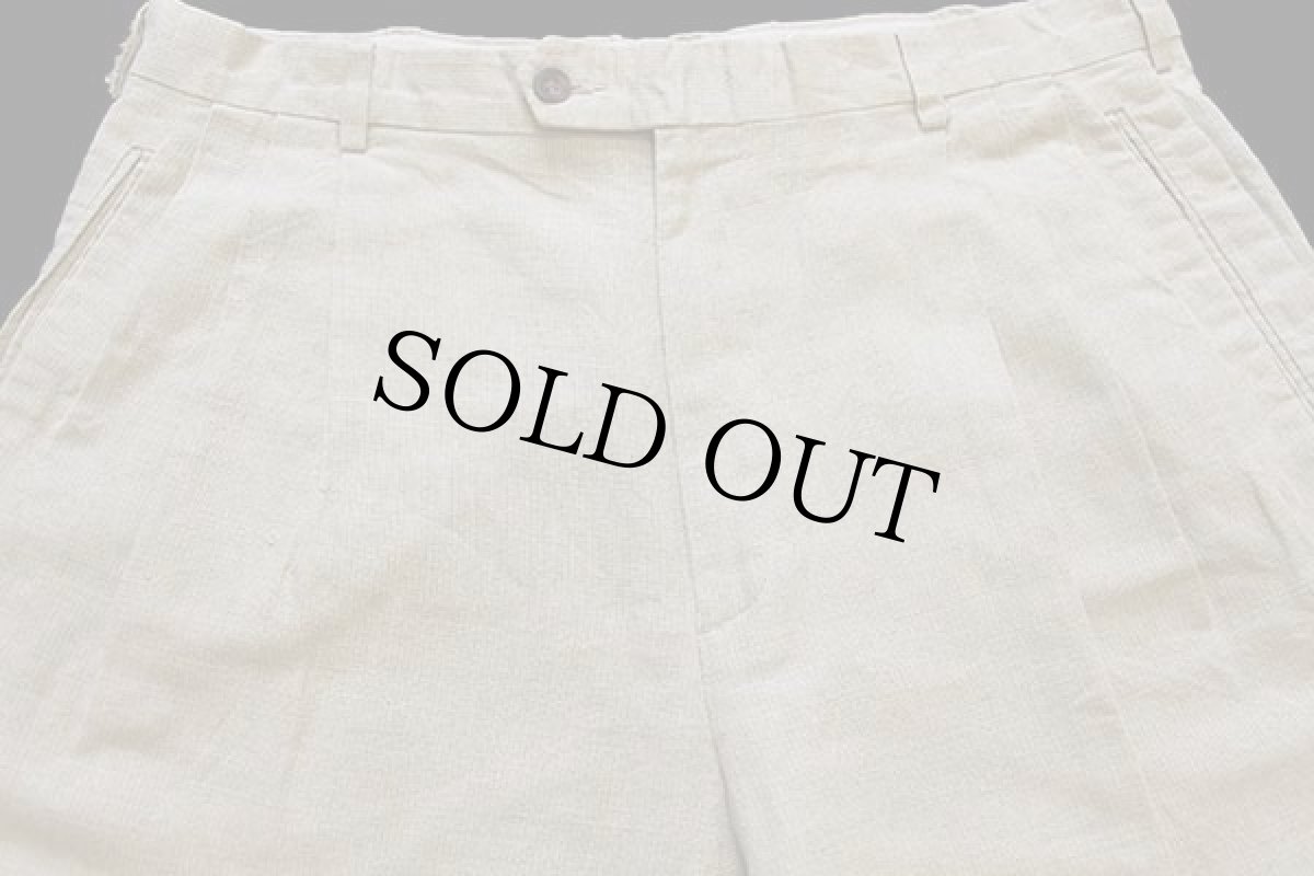 画像4: 90s SLATES スリータック スラックス リネン×コットンパンツ ベージュ w35 L32 (4)