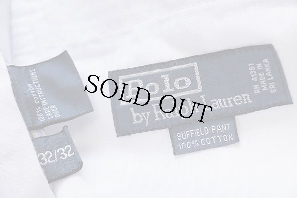 画像6: 00s ポロ ラルフローレン SUFFIELD PANT ストライプ スラックス コットン シアサッカーパンツ サックス×ホワイト w32 L32 (6)