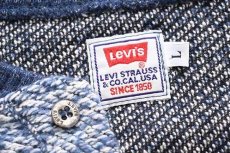 画像4: 90s イタリア製 Levi'sリーバイス ヘンリーネック パイル スウェット 霜降りブルー L (4)