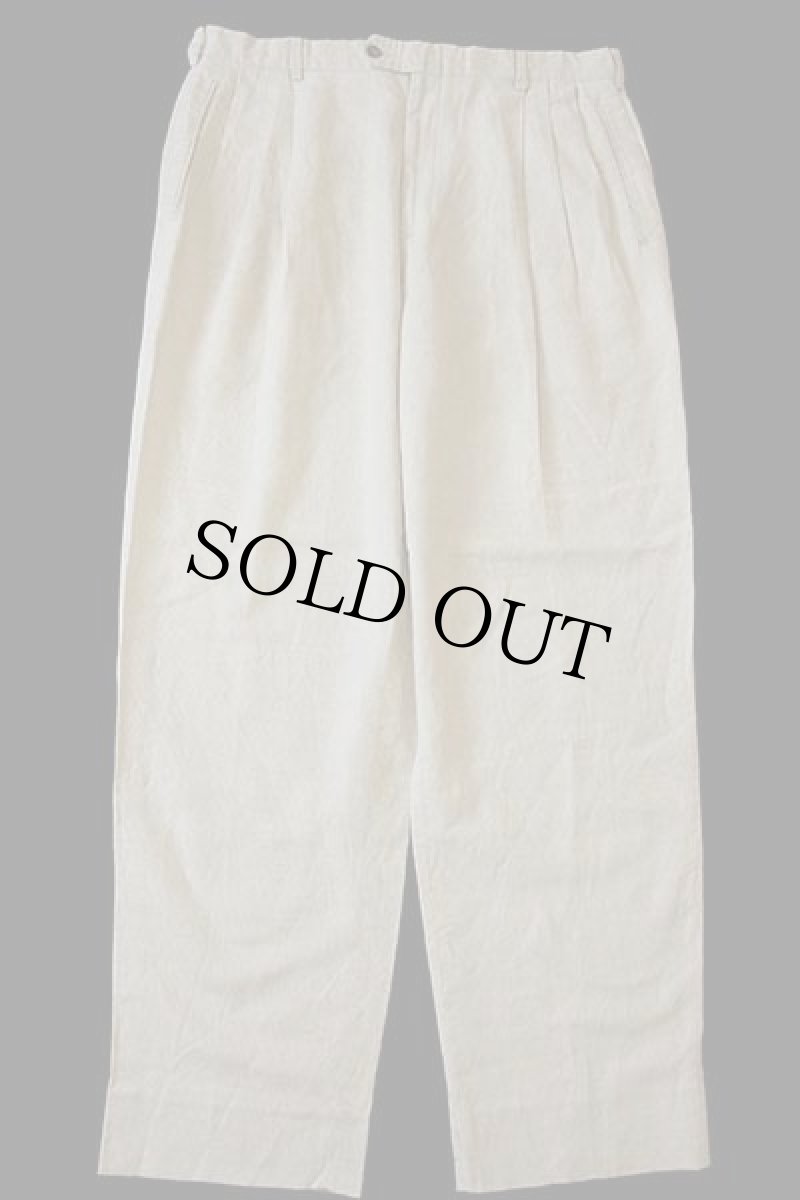 画像2: 90s SLATES スリータック スラックス リネン×コットンパンツ ベージュ w35 L32 (2)