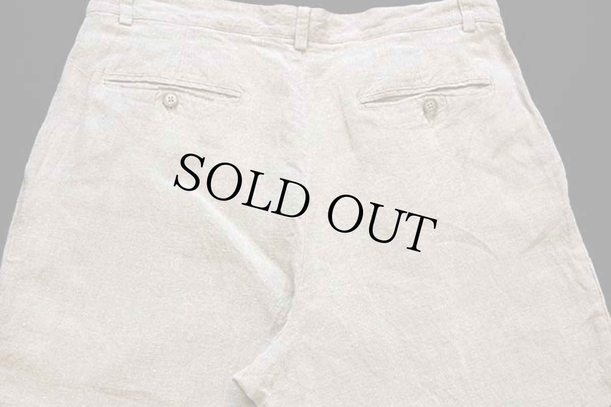 画像5: 90s J.CREW ツータック スラックス リネンパンツ グレーベージュ 34R (5)