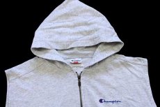 画像3: 90s Championチャンピオン スクリプト ロゴ刺繍 スウェットベスト ジップパーカー 杢ライトグレー M (3)