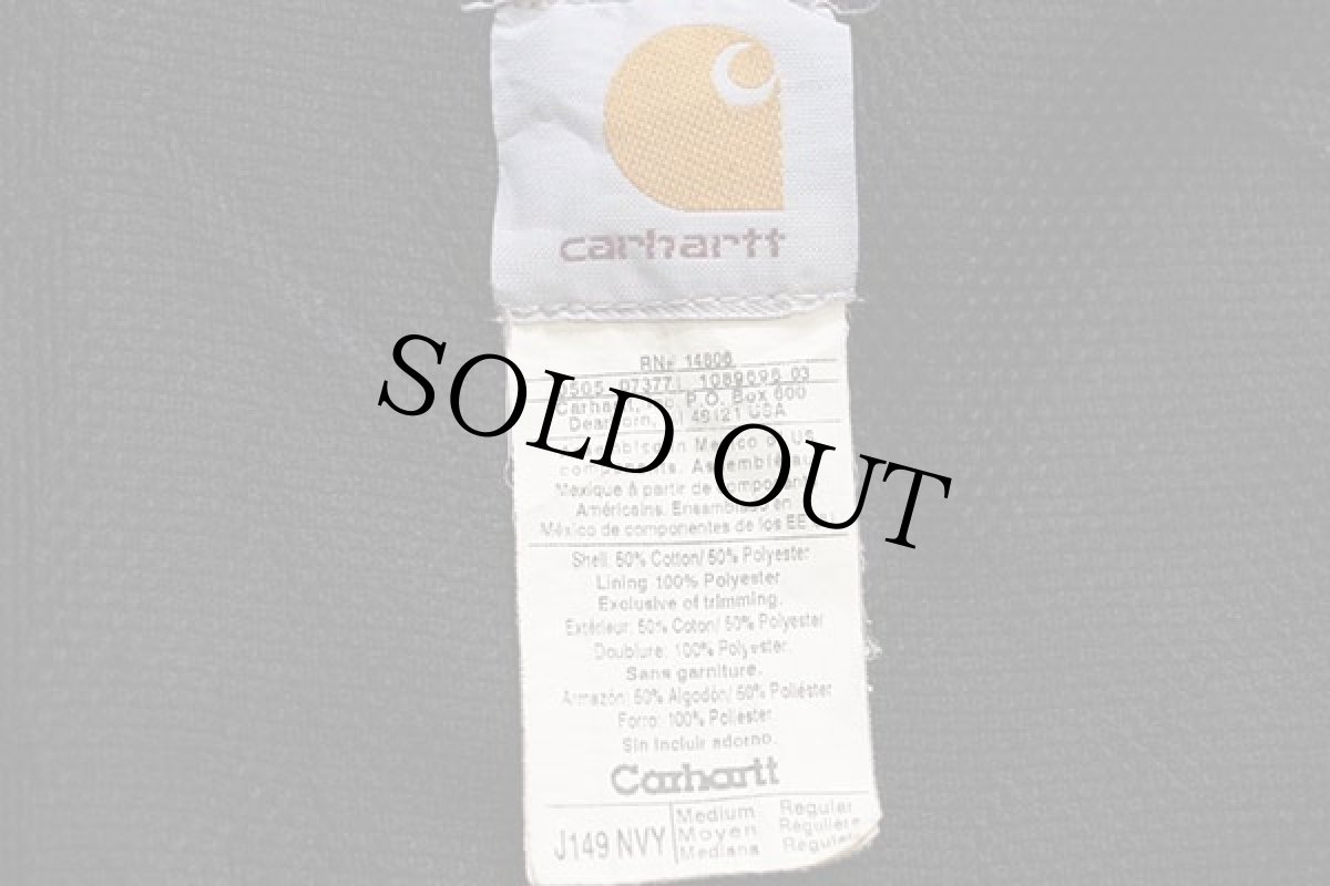 画像3: 00s メキシコ製 carharttカーハート ライナー付き スウェット ジップパーカー ナス紺 (3)