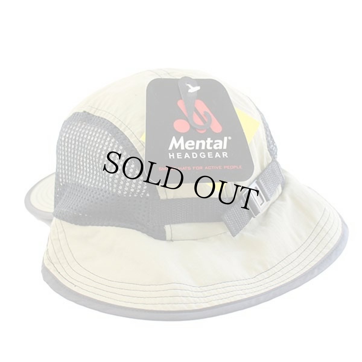 画像2: デッドストック★00s Mental ナイロン メッシュ フィッシングキャップ グレーベージュ×黒 L/XL (2)