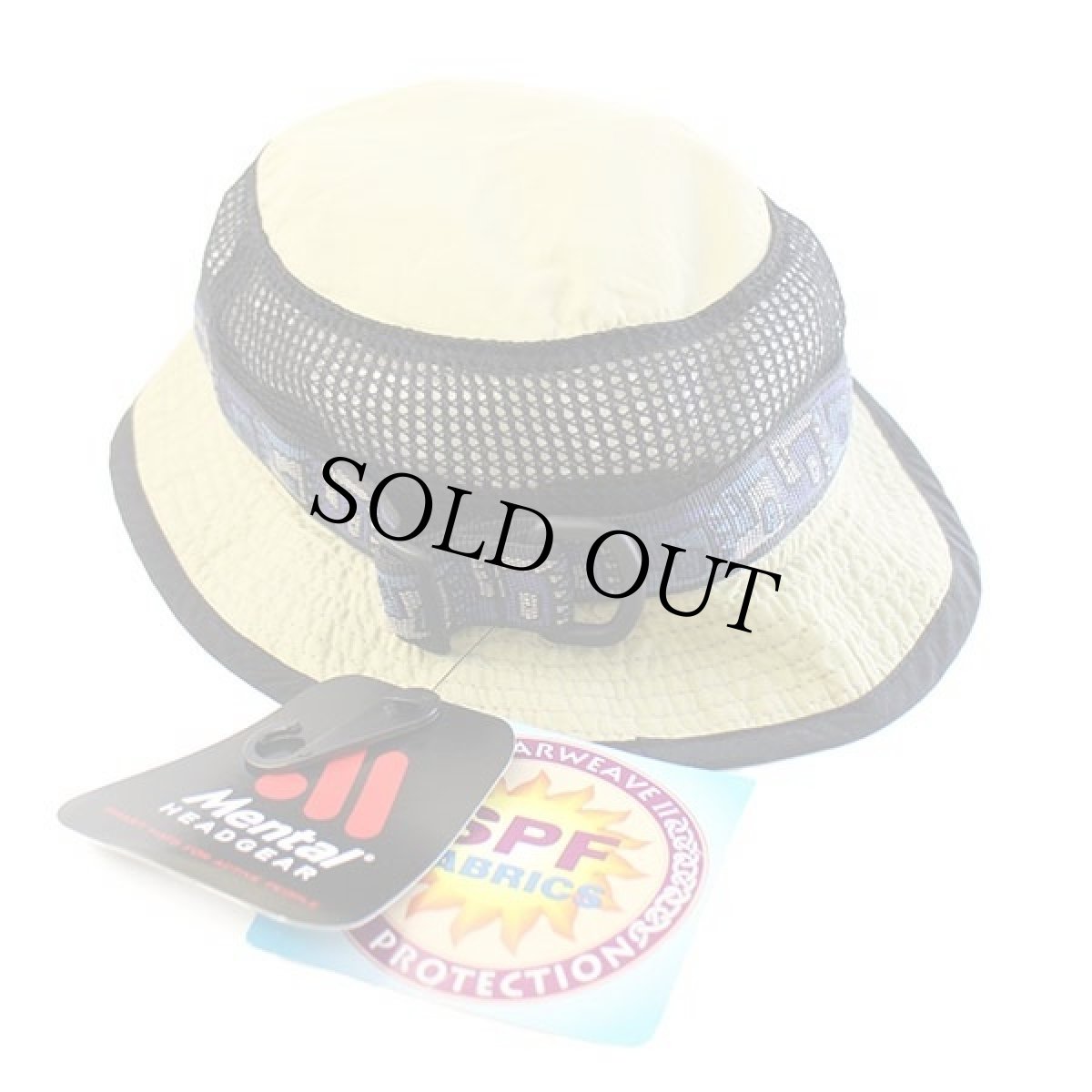 画像2: デッドストック★00s Mental チロリアンテープ ナイロン メッシュ フィッシングハット カーキ×黒 L/XL (2)