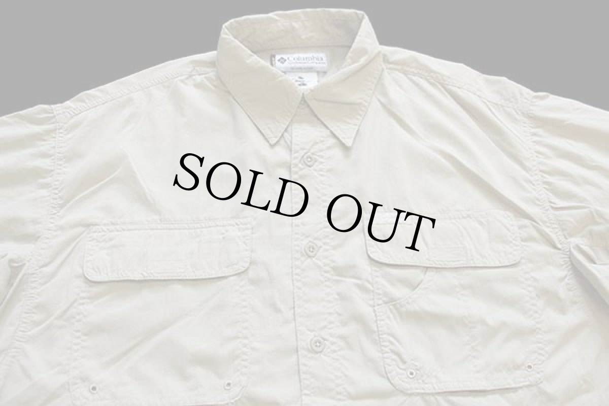 画像3: 00s Columbiaコロンビア GRT OMNI DRY ナイロン フィッシングシャツ ベージュ L (3)