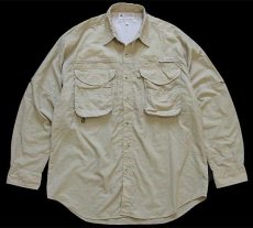 画像1: 90s Columbiaコロンビア PFG ナイロン フィッシングシャツ ベージュ S (1)