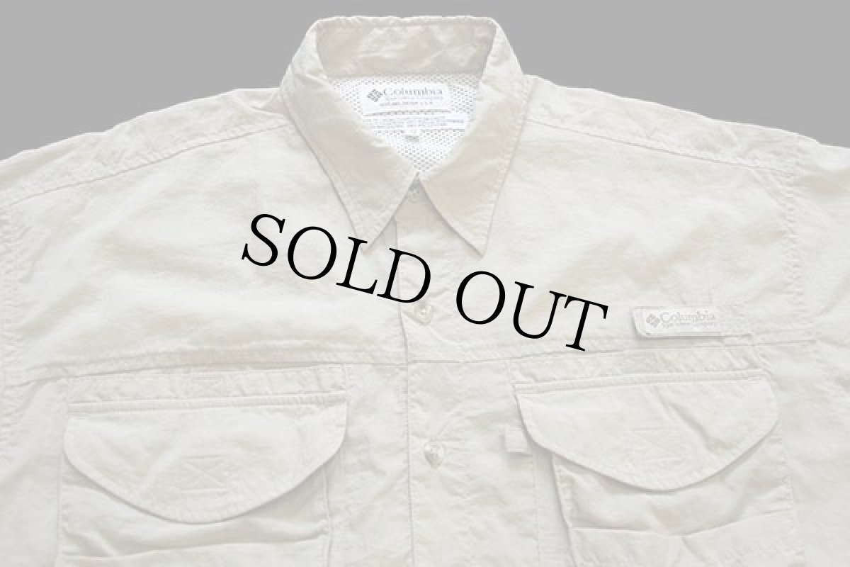 画像3: 90s Columbiaコロンビア PFG ナイロン フィッシングシャツ ベージュ S (3)