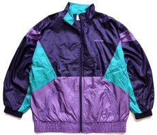 画像1: 90s adidasアディダス トレフォイル ロゴ刺繍 マルチカラー 切り替え ナイロンジャケット XL (1)