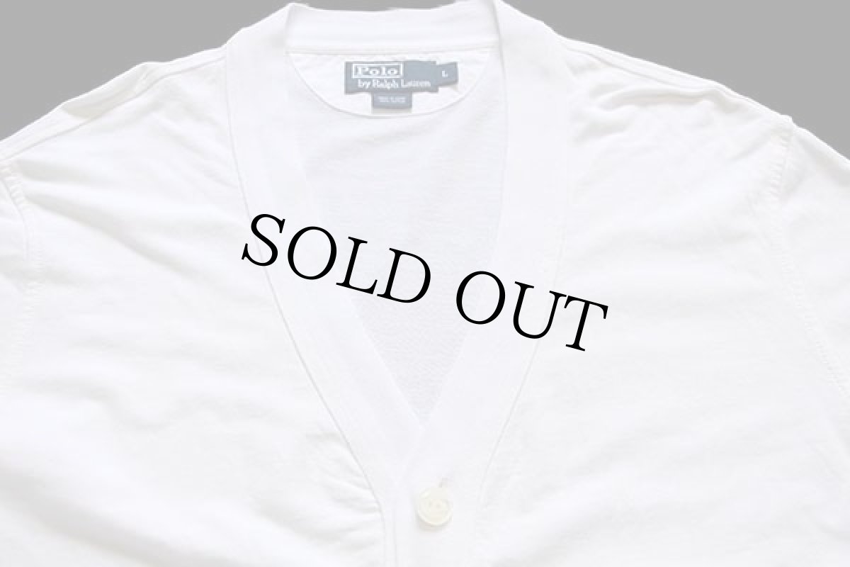 画像3: ポロ ラルフローレン 無地 パチポケ&エルボーパッチ付き コットン カーディガン アイボリー L (3)