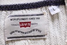 画像4: 90s Levi'sリーバイス ジグザグ 編み柄 Vネック コットンニット チルデンセーター オフホワイト L★ユーロ (4)