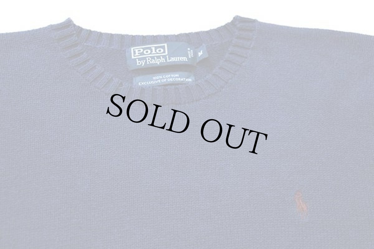 画像3: ポロ ラルフローレン ワンポイント コットンニット セーター 紺 M (3)