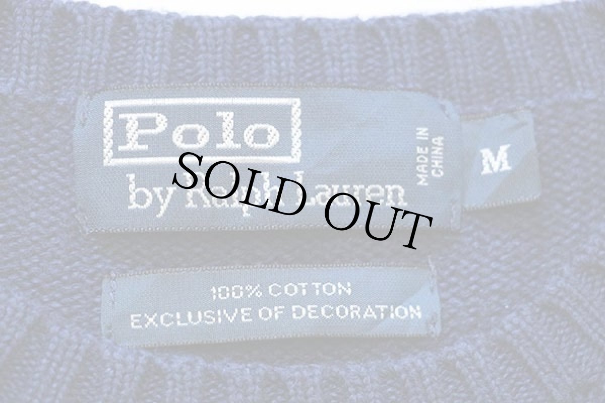 画像4: ポロ ラルフローレン ワンポイント コットンニット セーター 紺 M (4)