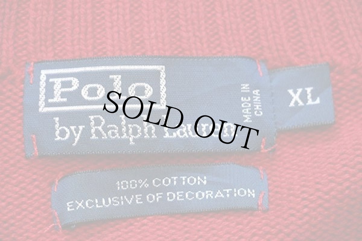 画像4: ポロ ラルフローレン ワンポイント ハイネック ハーフジップ コットンニット セーター 赤 XL (4)