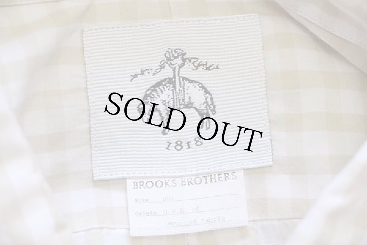 画像4: USA製 BLACK FLEECE BY Brooks Brothersブルックスブラザーズ ギンガムチェック マチ付き ボタンダウン コットンシャツ ベージュ×白 BB1 (4)