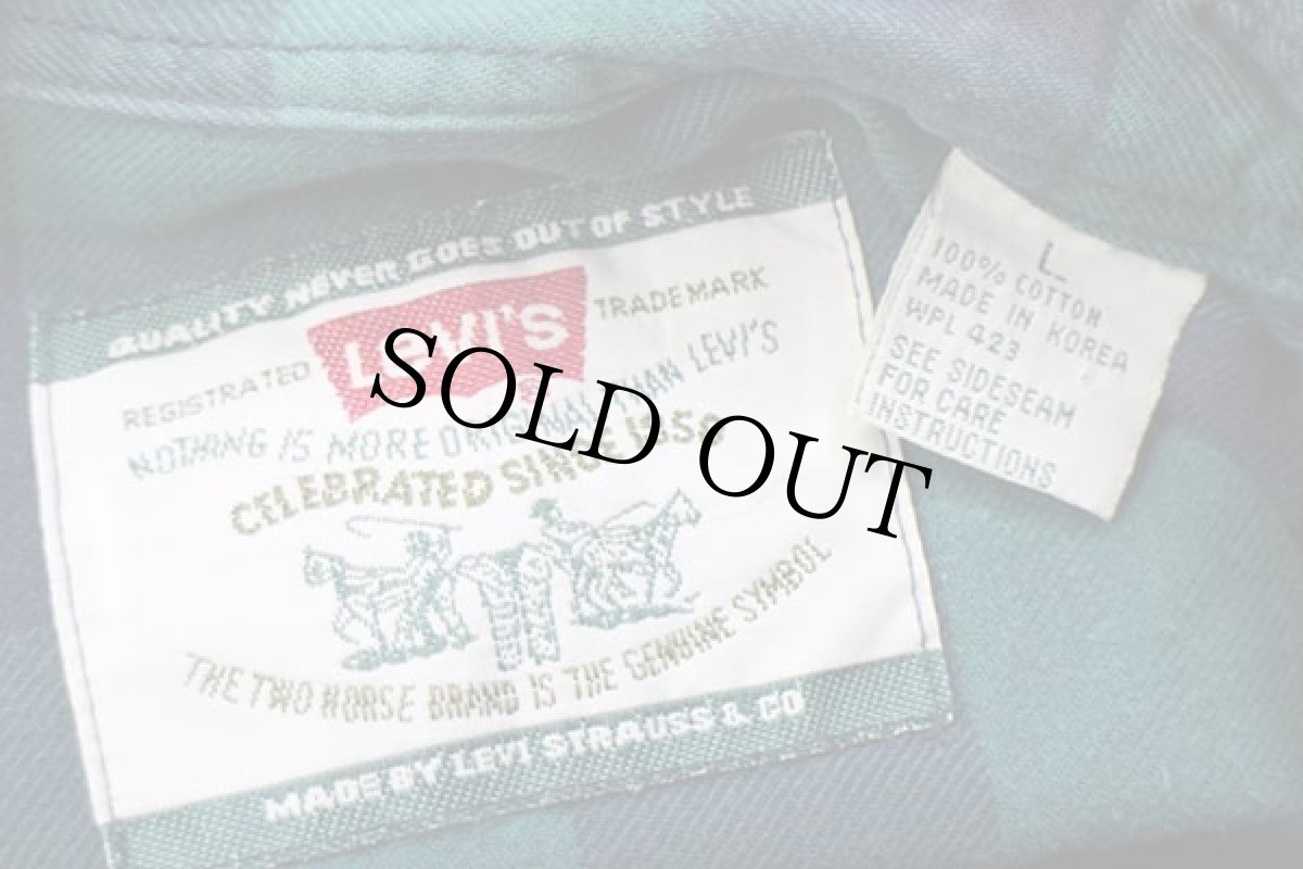 画像4: 90s Levi'sリーバイス ブロックチェック コットン ライトネルシャツ L (4)