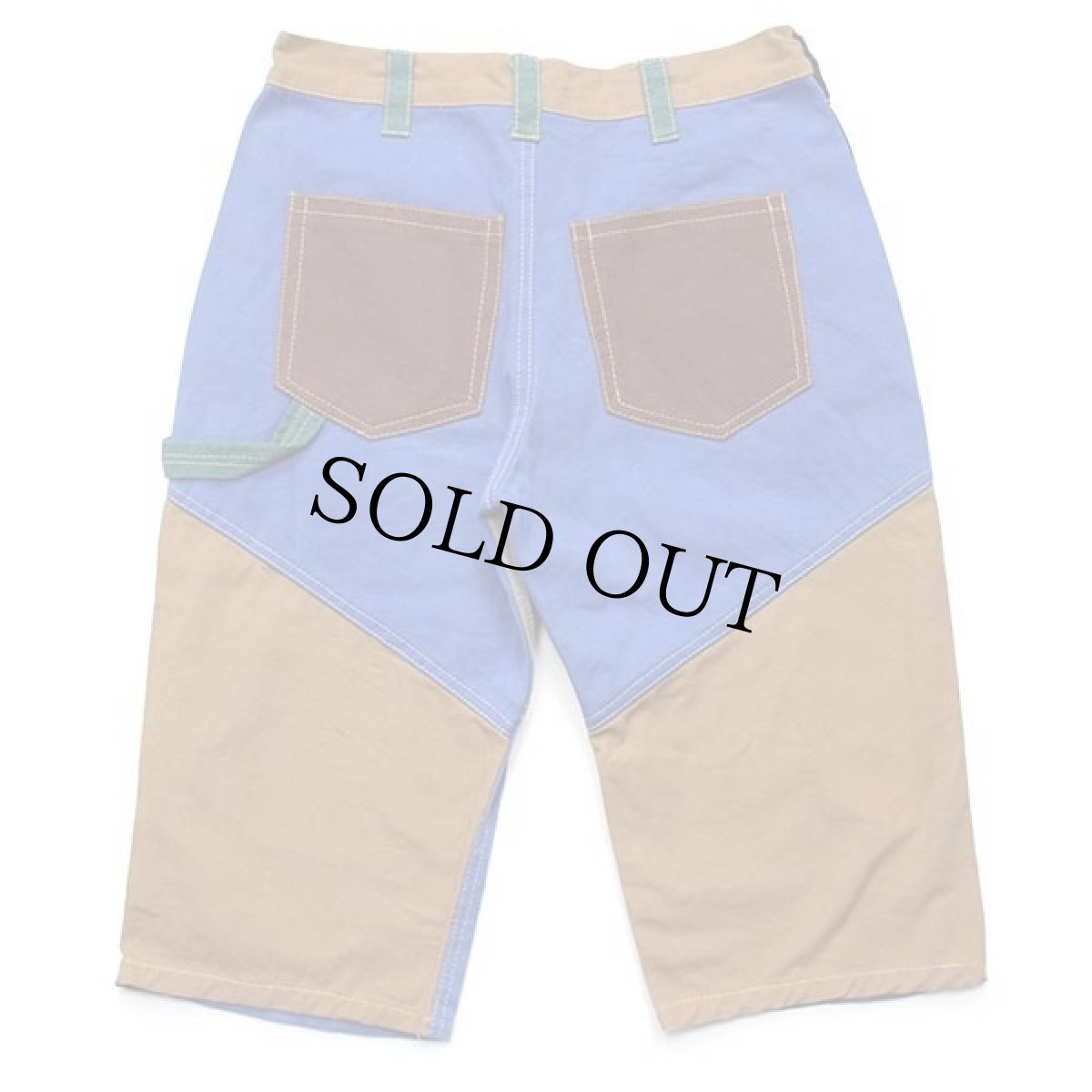 画像2: ハンドメイド クレイジーパターン ダック地 ハーフパンツ マルチカラー w32★ショーツ (2)