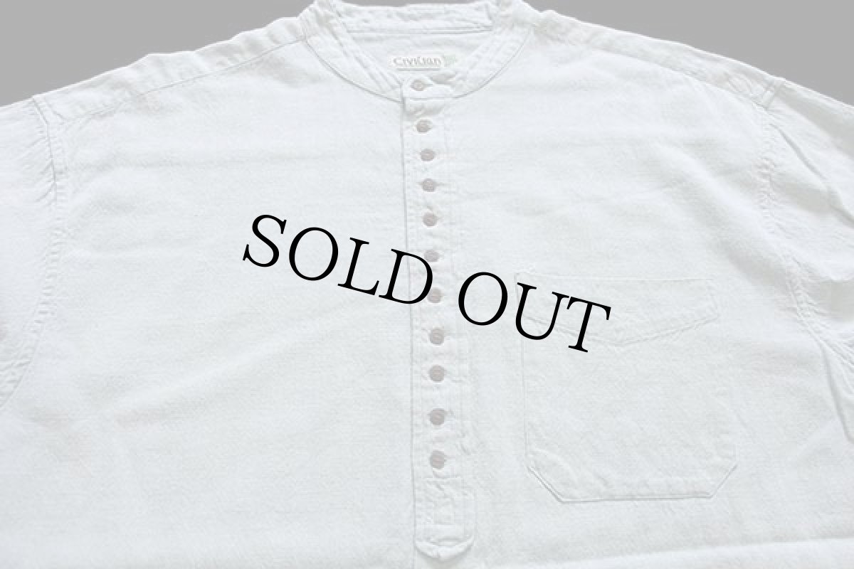 画像3: CIVILIAN 無地 バンドカラー コットン×リネン グランパシャツ ミント L (3)