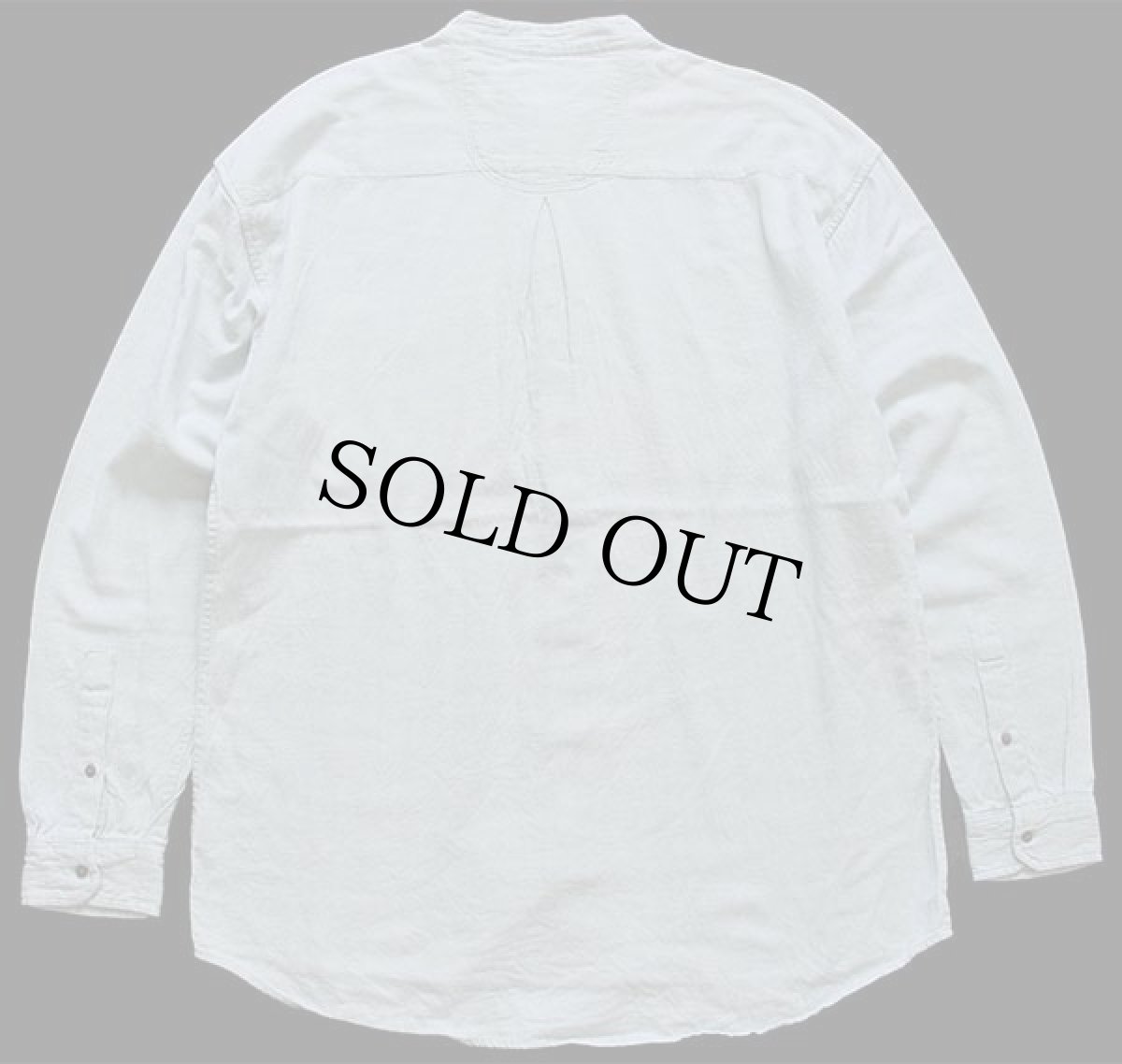 画像2: CIVILIAN 無地 バンドカラー コットン×リネン グランパシャツ ミント L (2)