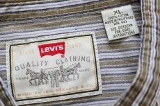 画像4: 90s Levi'sリーバイス ランダムストライプ バンドカラー コットンシャツ XL (4)