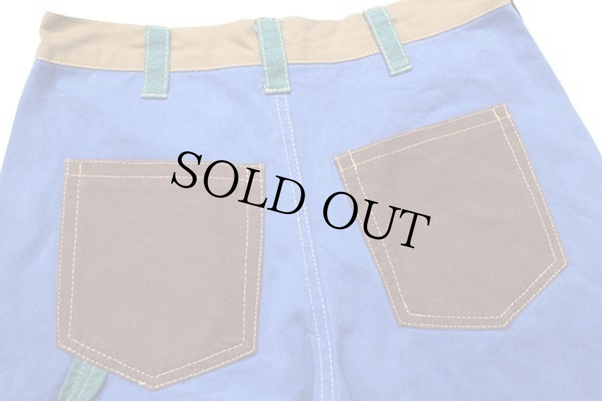 画像4: ハンドメイド クレイジーパターン ダック地 ハーフパンツ マルチカラー w32★ショーツ (4)