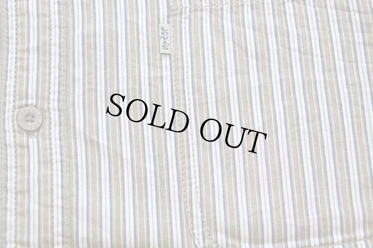 画像6: 90s Levi'sリーバイス ランダムストライプ バンドカラー コットンシャツ XL (6)