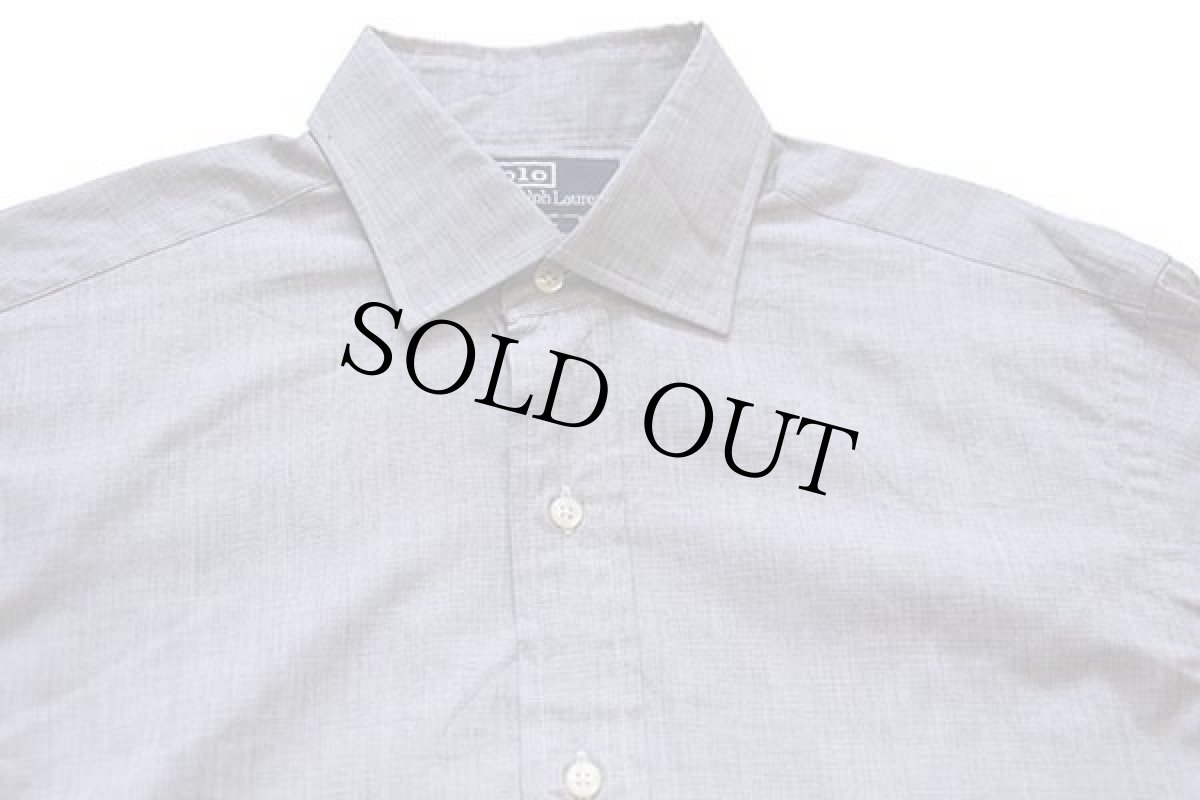画像4: デッドストック★90s ポロ ラルフローレン PHILIP 無地 ダブルカフス コットン ドレスシャツ フェザーグレー 15-32 (4)