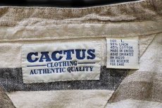 画像4: 90s CACTUS CLOTHING マルチストライプ バンドカラー リネン×コットンシャツ L (4)